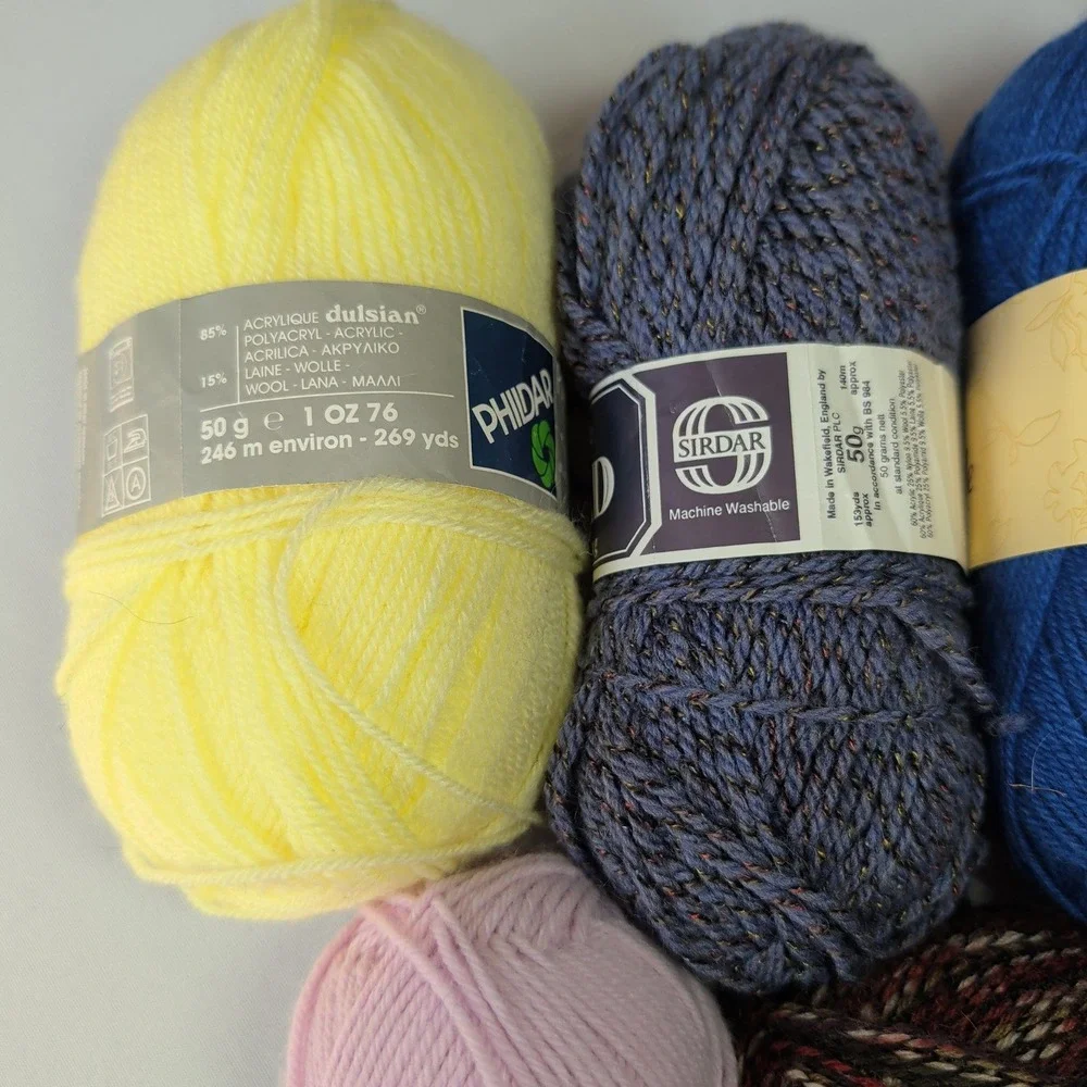 Mixed Yarn Lot 6 Skeins Sirdar Patons Schachenmayr Phildar Universal Wool Blend